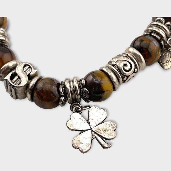 Tiger's Eye Silvertone Charm Bracelet - Picture 7 of 7